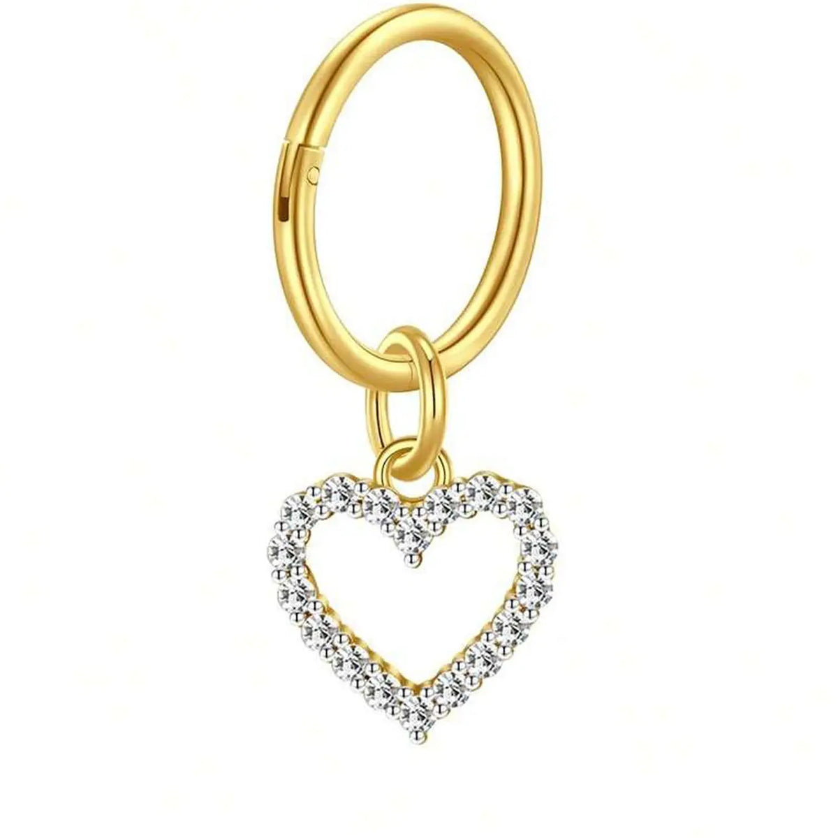 Hypoallergenic Clicker Belly Button Ring, 14G Heart Dangle Belly Navel Ring for Women, Surgical Steel Navel Belly Button Piercing Jewelry, Cute Belly Button Rings