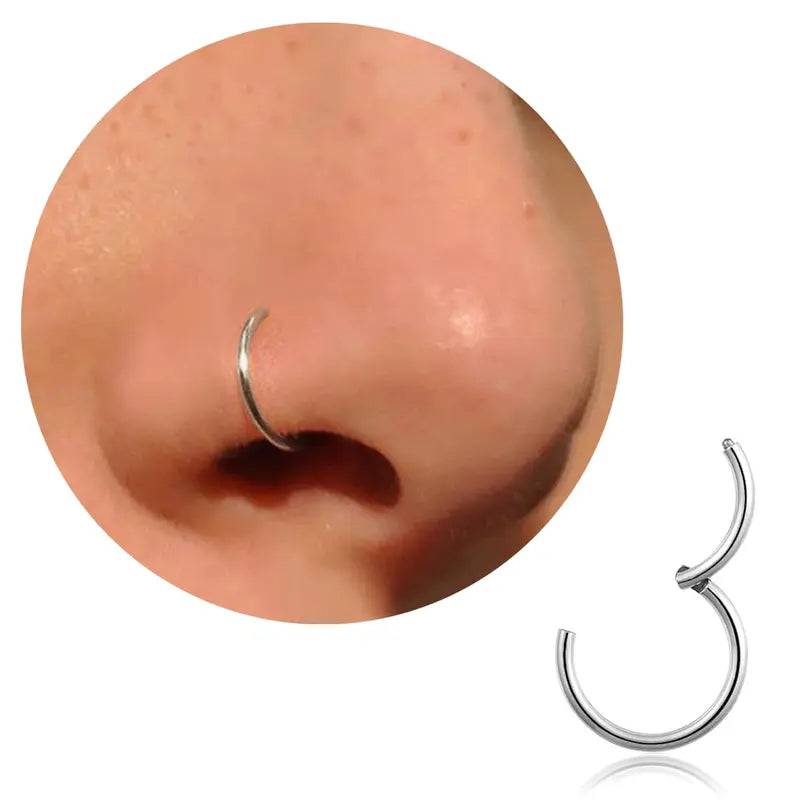 Titanium Nose Ring Hoop 20G, Cartilage Hoop Earrings for Women Men Silver Gold Nose Ring Septum Ring Tragus Conch Helix Daith Lip Piercing Jewelry`