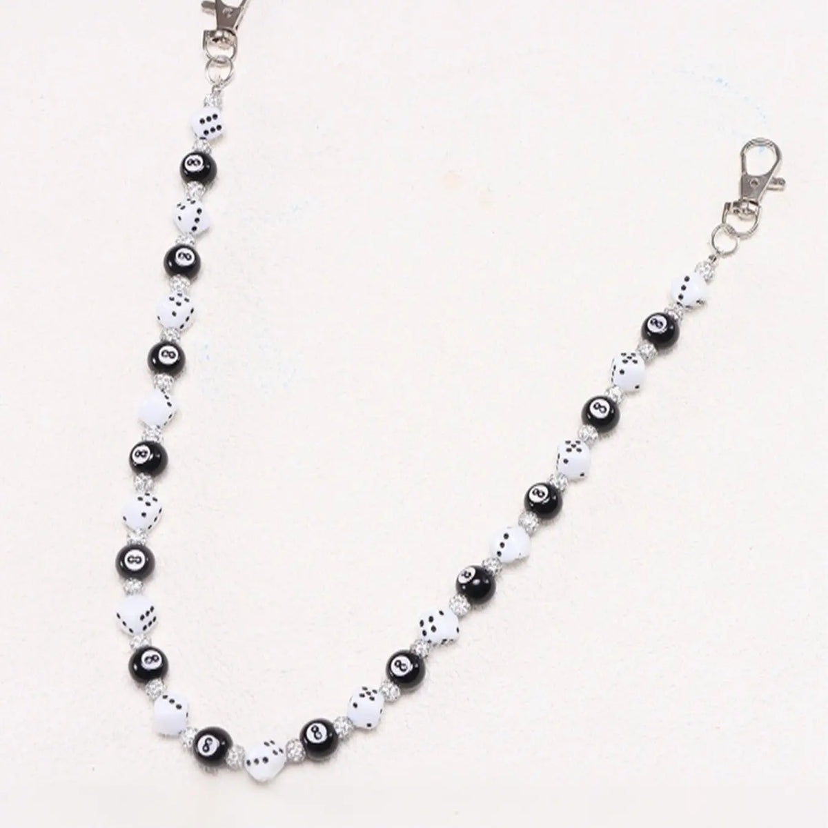 1pc Fashion Street Hip Hop Pants Chain, Rhinestone Beaded, Pool Ball and Dice Decor, Handmade, Unisex, Daily Wear Accessory, Men's Waist Decoration, Chains for Pants
