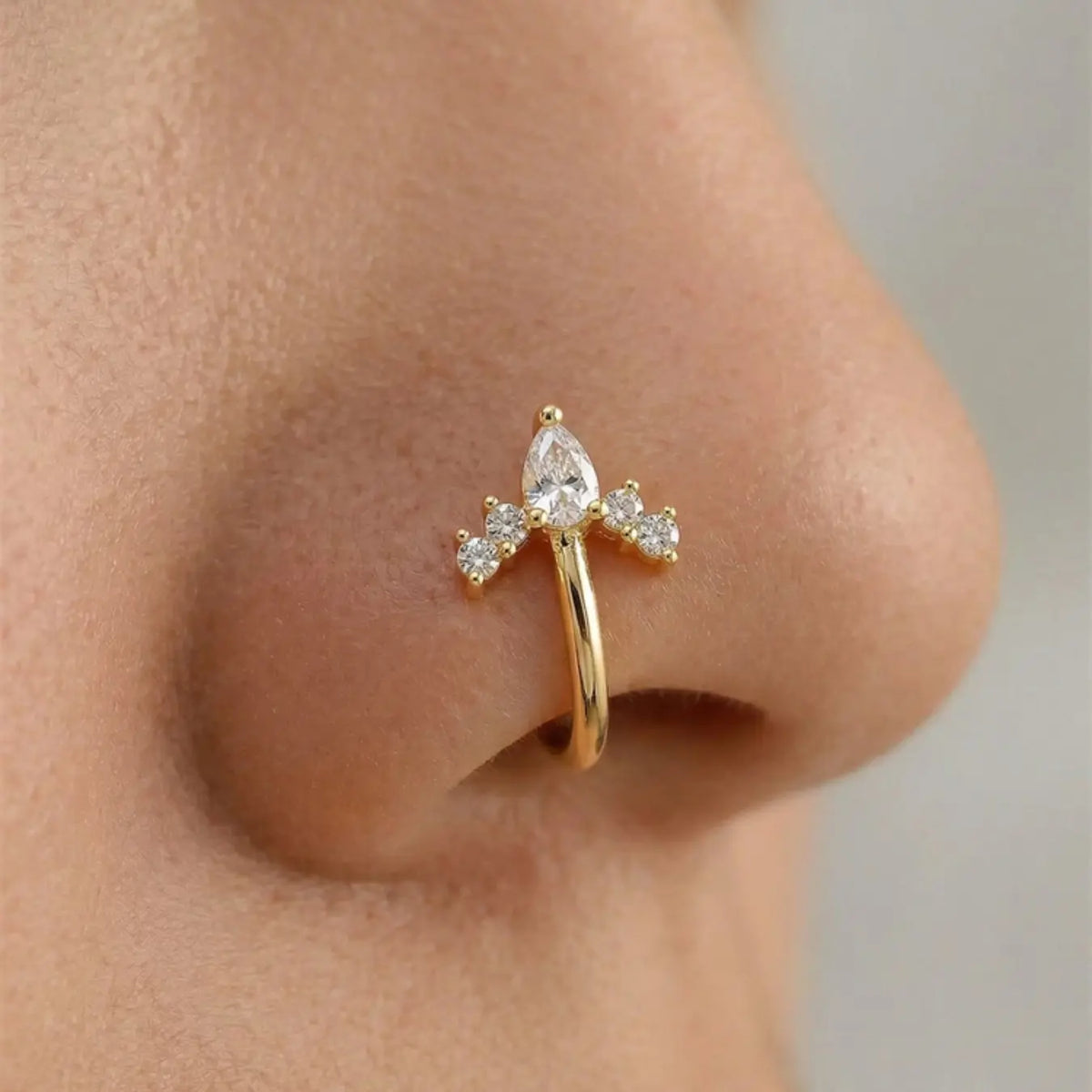 5 Piece Vintage Body Jewelry Synthetic Zircon Nose Rings Set, Butterfly Snake Arrow Geometric Design, No Piercing Needed, Perfect for Daily Wear, Sparkling Zircon Inlay, Body Jewellery