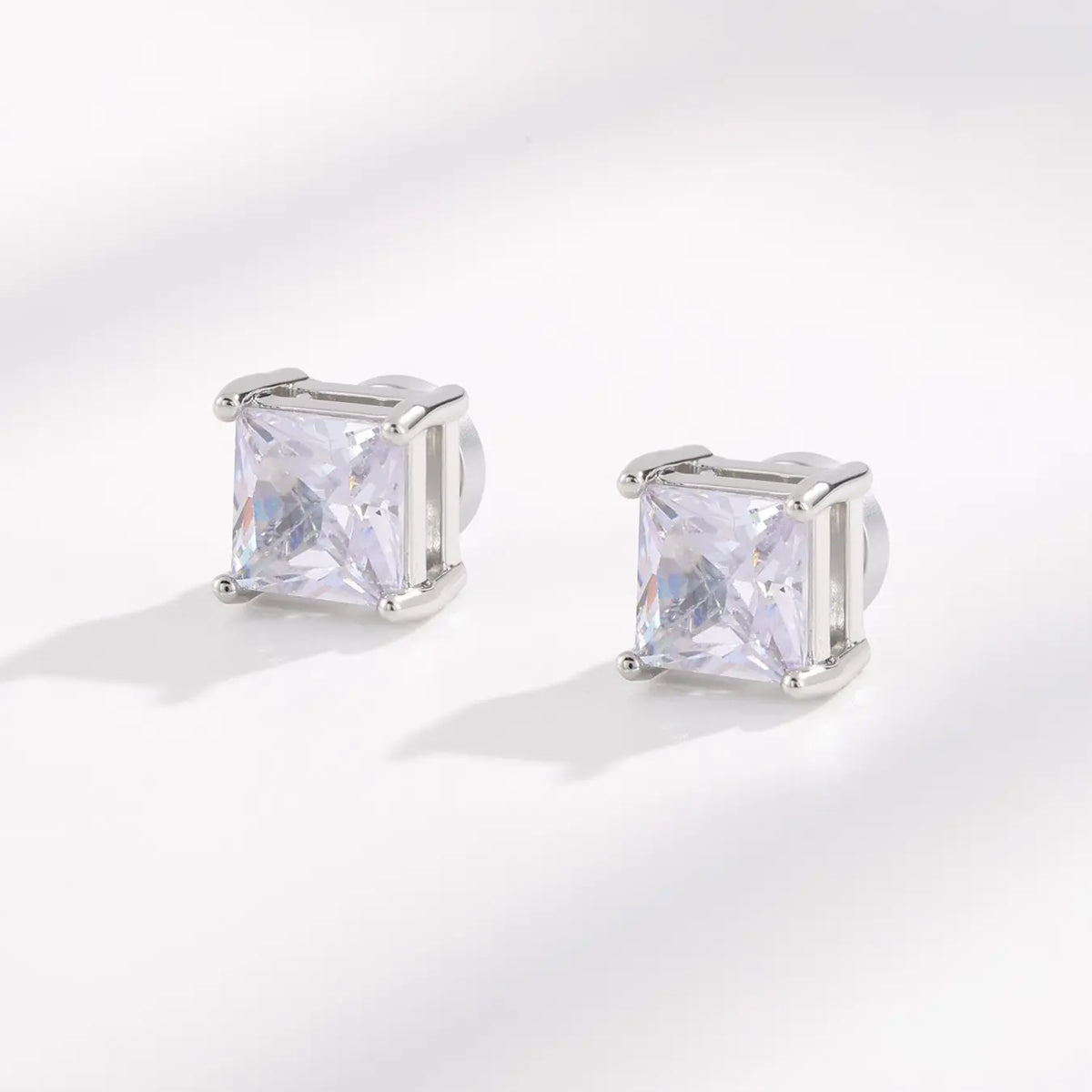 3 Pairs Stainless Steel Round Square Zircon Magnetic Ear Cuffs, Fashion Unisex Non-Piercing Tragus Studs, Jewelry Set for Men and Women, Zircon Stud Earrings, Non Pierced Earrings, Stud Earring Sets