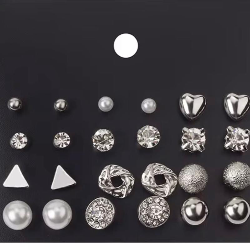 Women's 12-Pair Stylish Ear Stacking Casual Earrings Set - Fashionable Jewelry Accessories for Daily & Special Occasions, Seamless Office Earring Set