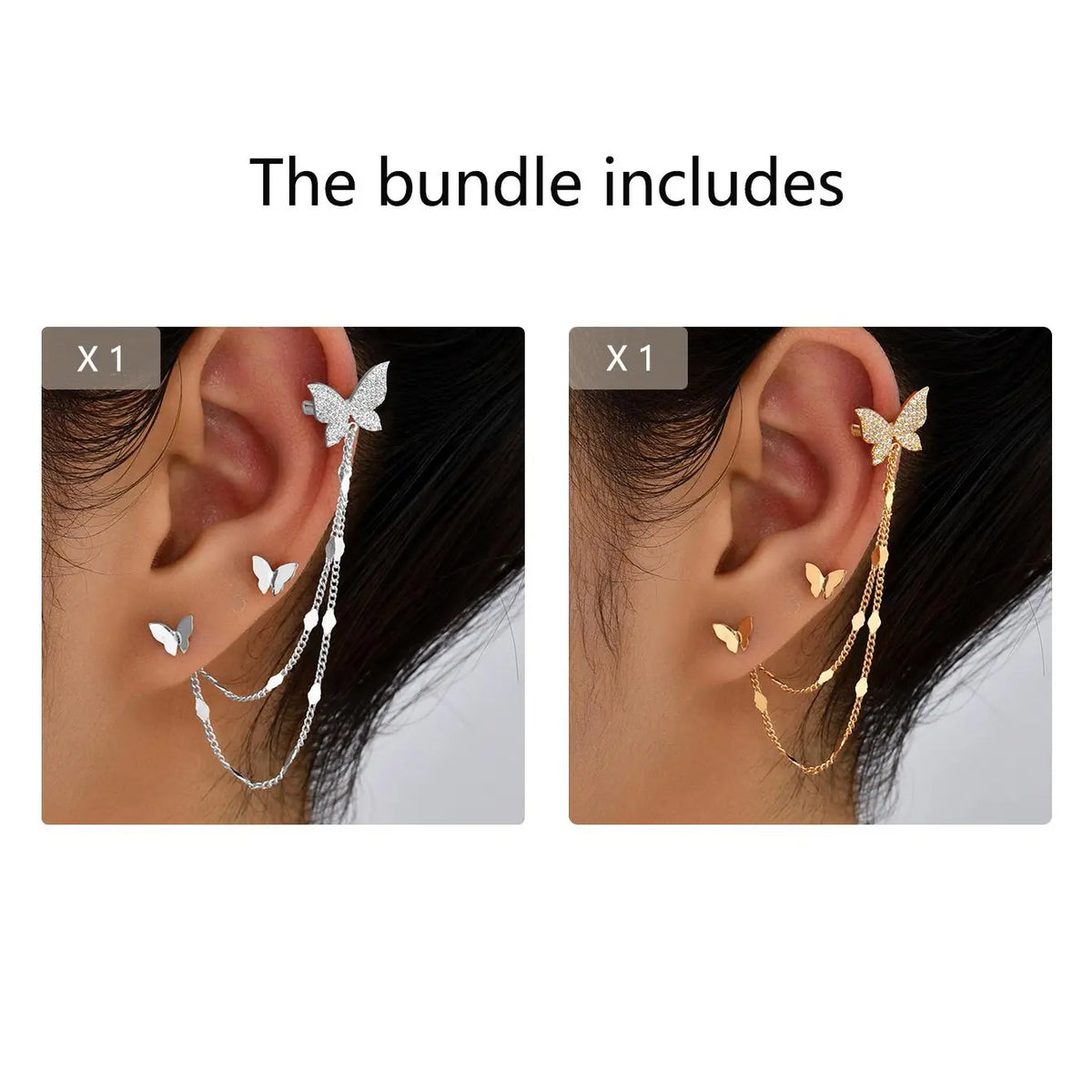 Fashion Tassel Design Dangle Earrings, Butterfly Design Stud Earrings, Casual Jewelry for Women