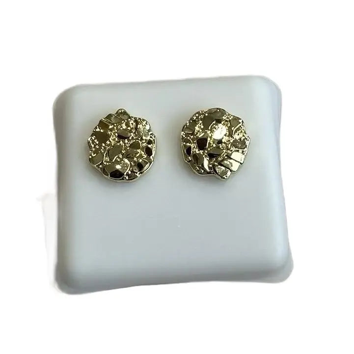 Gold nugget round earrings non tarnish