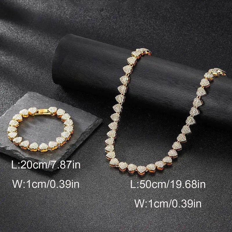 Women's 2-Pcs Heart Cuban Link Matching Necklaces Set with Pendants - Gold Choker Chains Set, Casual Party Birthday Jewelry for Women, Sports & Outdoor Camping Hammock Accessory