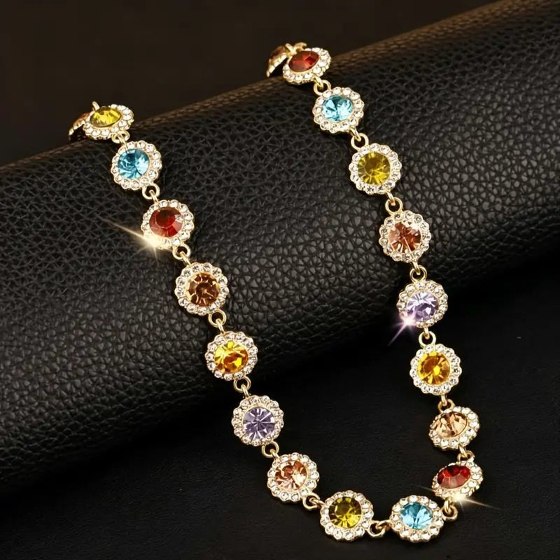 Stylish & Unique Colorful Zircon Bracelet & Necklace Set — The Perfect Holiday Gift — Premium Women's Jewelry Set