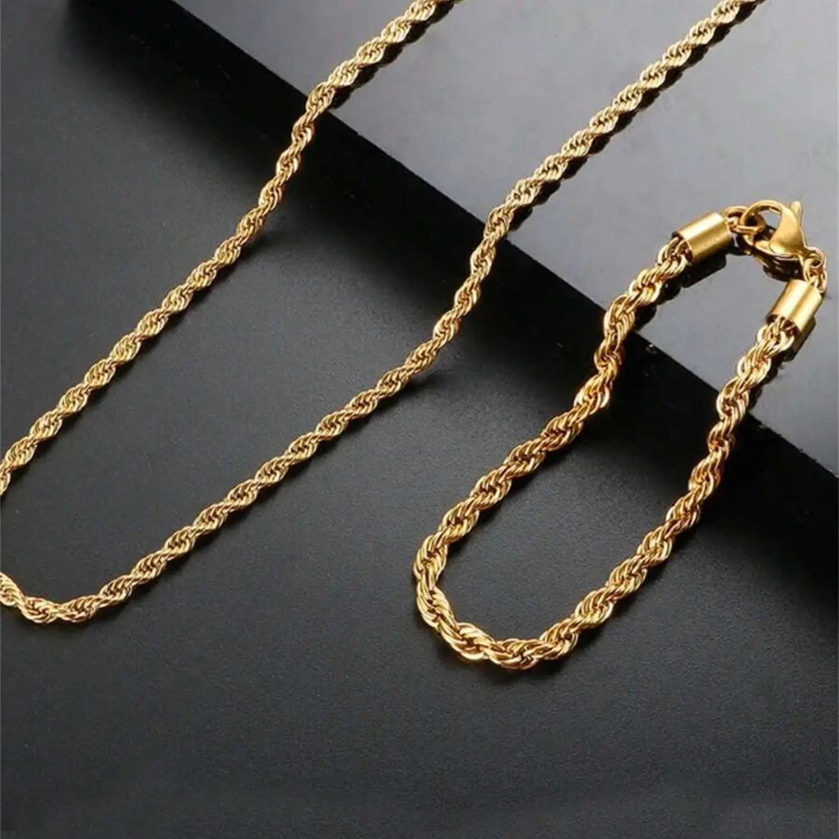 Elegant Stainless Steel Braided Bracelet and Necklace Set, Fashion Jewelry Set, Matching Jewelry Set, Perfect Gift for Friends and Family, Ideal for Parties and Daily Wear, Fashionable Jewelry Set