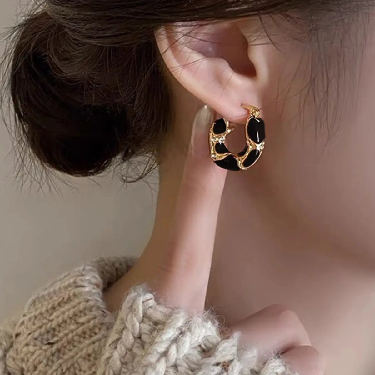 Women's Elegant Geometric Hoop Earrings Set, Drop Oil Design, All-season Fashion Jewelry for Daily Wear & Gifts, High Quality Earrings, Classic Style Earrings, Hoop Earring Sets