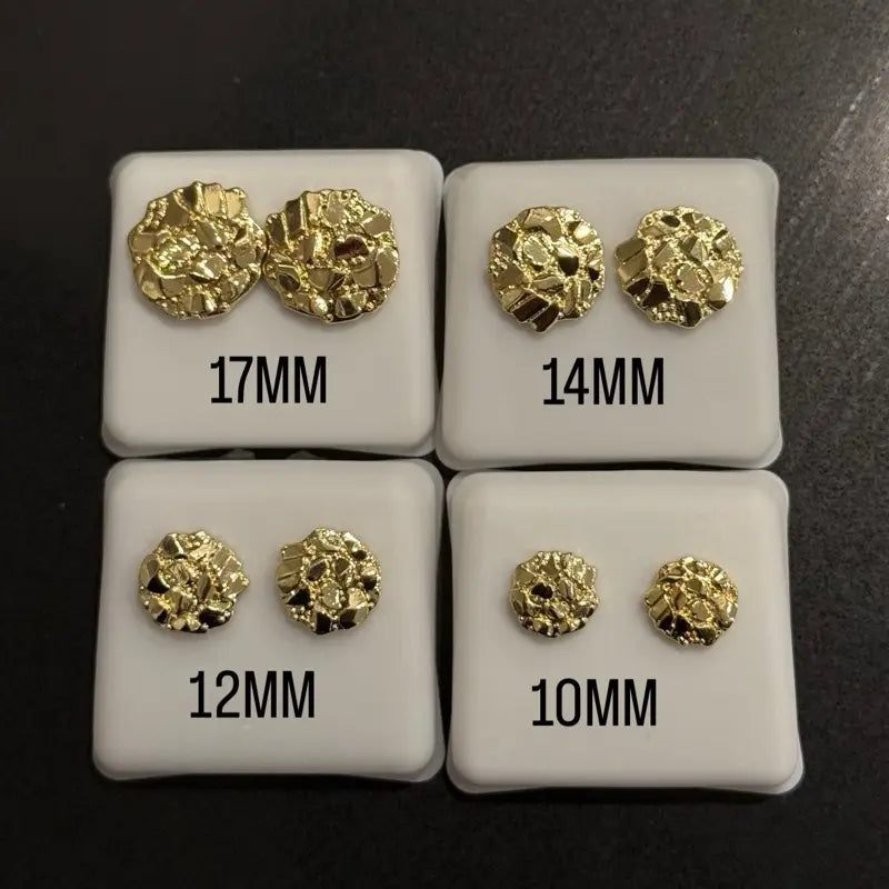Gold nugget round earrings non tarnish