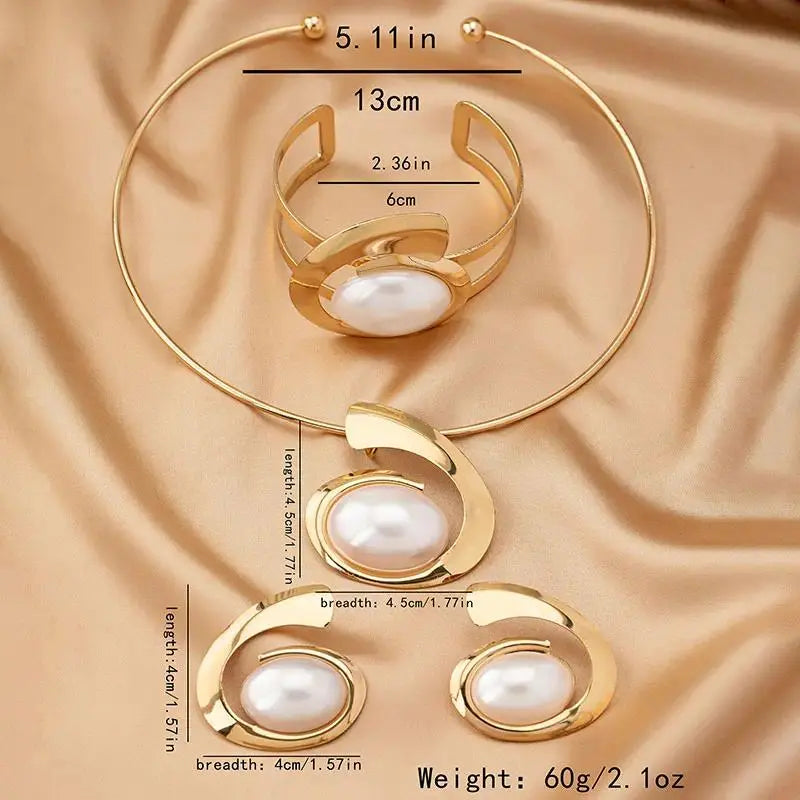 Women’s Fashion Female Alloy Jewelry Set - Irregular Letter E Design, Bling Trendy Artistic Pieces, 1 Choker, 1 Bracelet, Drop Earrings & Stud Earrings Stack Set, Bold Bright Style, Versatile for Casual Wear & Parties