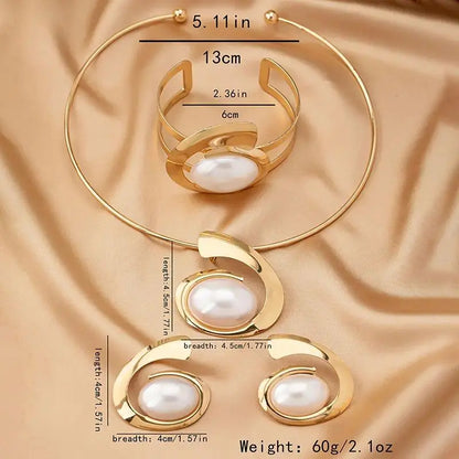 Women’s Fashion Female Alloy Jewelry Set - Irregular Letter E Design, Bling Trendy Artistic Pieces, 1 Choker, 1 Bracelet, Drop Earrings & Stud Earrings Stack Set, Bold Bright Style, Versatile for Casual Wear & Parties
