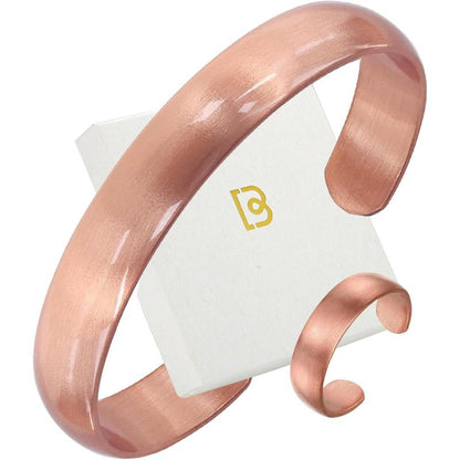 Pure Copper Bracelet & Ring for Women Men, 99.99% Solid  Copper Cuff Bangle, Adjustable   with  Box