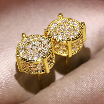 Round Artificial Zircon Decor Stud Earrings, 1/4 Pairs Earrings, Fashion Jewelry, Trendy All-match & Exquisite Jewelry