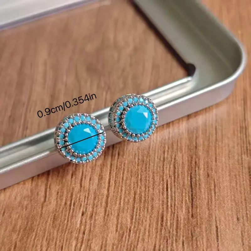 Women's Bling Sparkle Shine Ear Studs - Retro Look Round Zircon Starburst Rhinestone Jewelry, Unisex Fit Cool Costume Accessories, Holiday Gift Ready