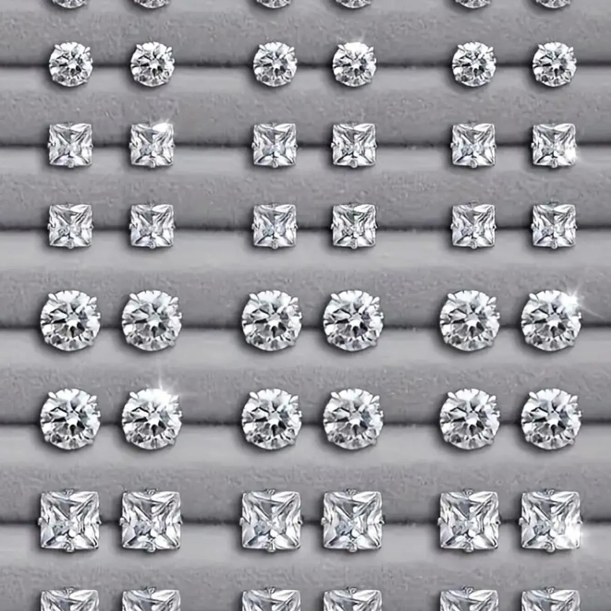 Zircon Heart and Square Stud Earring Set, Sparkling Zircon, Unisex Jewelry Gift for Men and Women, Ideal for Christmas, Halloween and Valentine's Day, Artificial Zircon Earrings, Earrings Studs, Stud Earring Pack