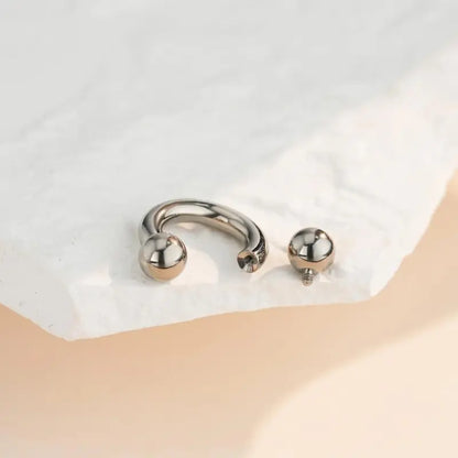 OUFER 10G Titanium Horseshoe Septum Ring - Unisex Bold Fashion Body Jewelry, Internally Threaded Hypoallergenic Ti Barbell, Lead/Nickel-Free, Lightweight, Gentle on Skin, Stretch-Safe for Rooks Daiths, Ball End
