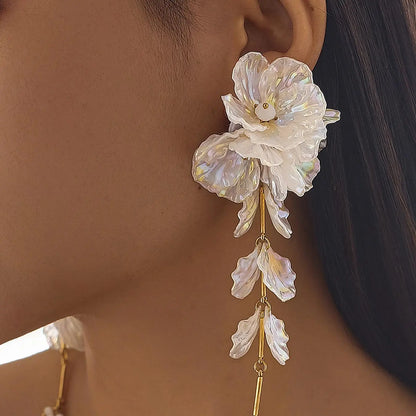 Fashion Flower Design Dangle Earrings, Dangling Earrings, Elegant Long Tassel Drop Earrings for Women, Trendy All-match & Exquisite Jewelry for Birthday Gift, High Quality Earrings