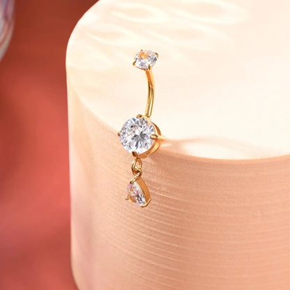 Women's Elegant Teardrop Shaped Belly Rings, Exquisite Trendy Belly Piercings, Chic Body Jewelry for Party & Daily Decor, Body Jewellery
