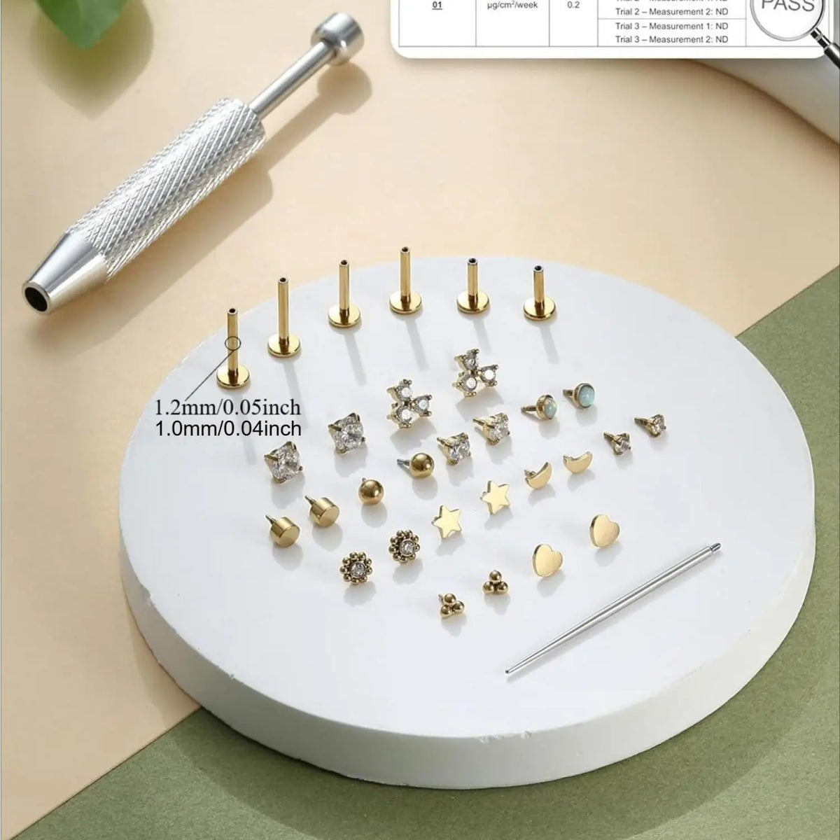 1 Set 16G 18G Flat Back Stud Earrings for Women Men Hypoallergenic Stainless Steel Internal Thread Stud Piercing Jewelry for Tragus Helix Cartilage Conch Nose Lip Labret Medusa Piercings