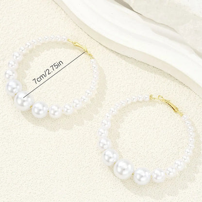 Large Faux Pearl Earrings, French Fashion High-End Style, Stylish Jewelry, Vintage Exaggerated Ear Cuffs, Christmas Valentine's Day Birthday Gift, High Quality Earrings Earcuff