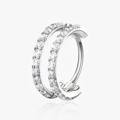 OUFER 20G Hinged Segment Nose Ring, 316L Stainless Steel CZ Double Hoop Nose Piercing for Daily Wear, Non Tarnish Noserings for Women