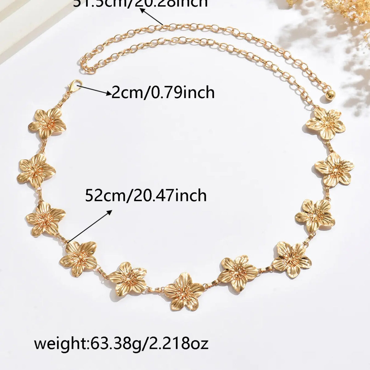Boho Floral Belt Body Chain Fashion Body Jewelry Pants Skirt Waistband Metal Flower Design Casual Style for Women Daily Party Vacation Wear Metallic Flowers African Waist Jewelry Body jewellery