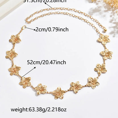 Boho Floral Belt Body Chain Fashion Body Jewelry Pants Skirt Waistband Metal Flower Design Casual Style for Women Daily Party Vacation Wear Metallic Flowers African Waist Jewelry Body jewellery