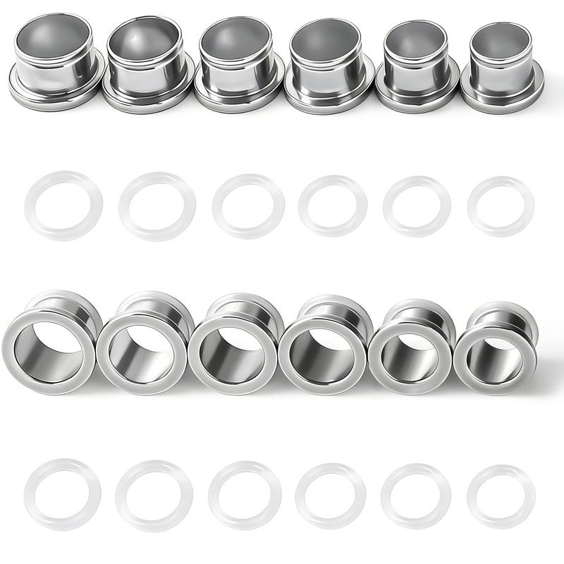 Stainless Steel Ear Stretching Kit (12-26Pcs) - 1-7mm/7.5-12mm Plugs with O-Rings, Jojoba Oil Aftercare, Gauge Tunnels for Stretched Ears Style, Body Piercing Jewelry for Adults, Ear Gauge Tunnels