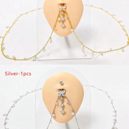 Women's Elegant Rhinestone Decorated Belly Rings, Exquisite Trendy Belly Piercing Jewelry, Chic Body High Quality Jewelry for Party & Daily Decor, Septum Jewelry, Belly Button Ring, Navel Ring, Body Jewellery