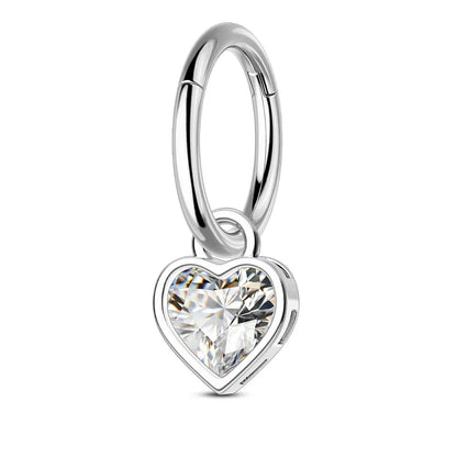 Hypoallergenic Clicker Belly Button Ring, 14G Heart Dangle Belly Navel Ring for Women, Surgical Steel Navel Belly Button Piercing Jewelry, Cute Belly Button Rings