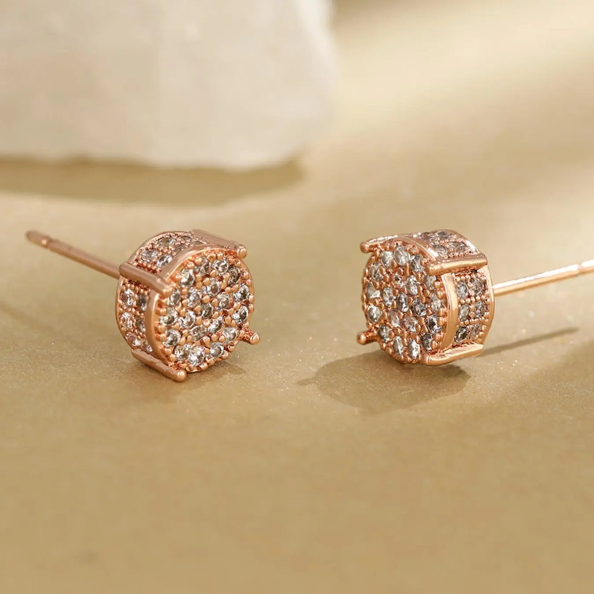 Round Artificial Zircon Decor Stud Earrings, 1/4 Pairs Earrings, Fashion Jewelry, Trendy All-match & Exquisite Jewelry