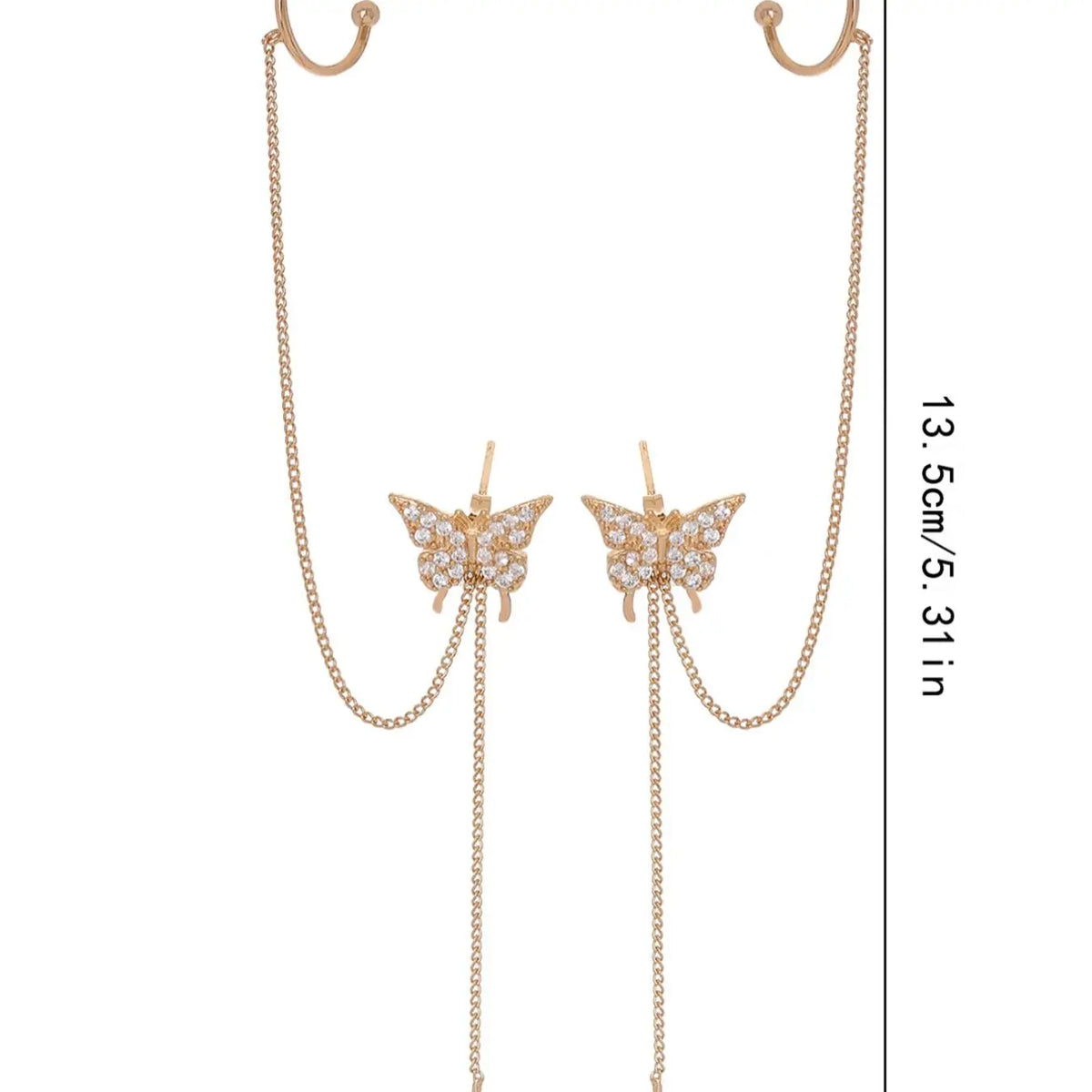 Women's Elegant Trendy Rhinestones Decorated Dangle Earrings with Butterfly Design, Exquisite Tassel Decorated Dangle Earrings for Party & Daily, Classic Fashion Accessories for Daily Wear