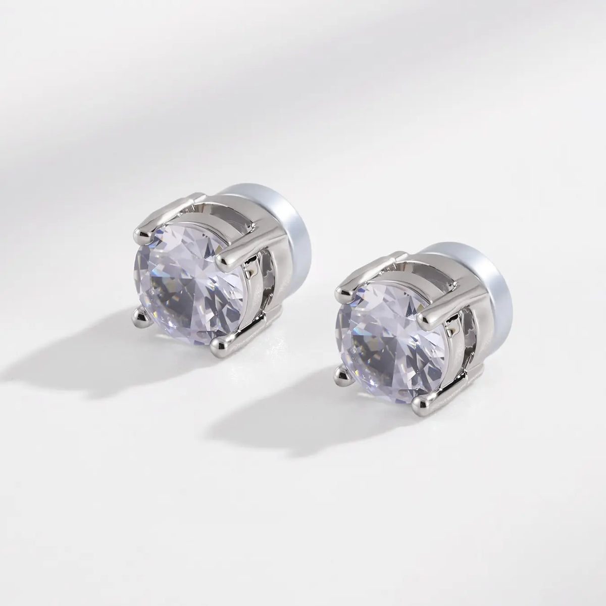 3 Pairs Stainless Steel Round Square Zircon Magnetic Ear Cuffs, Fashion Unisex Non-Piercing Tragus Studs, Jewelry Set for Men and Women, Zircon Stud Earrings, Non Pierced Earrings, Stud Earring Sets