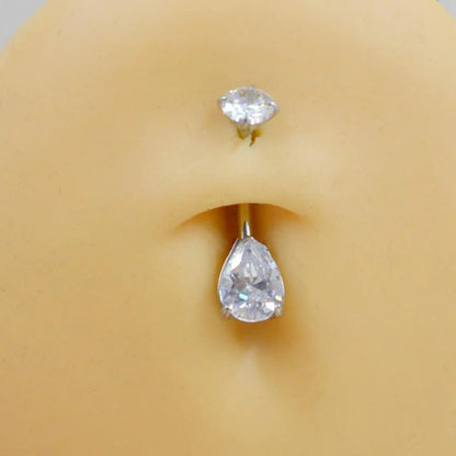 Women's Elegant Teardrop Shaped Belly Rings, Exquisite Trendy Belly Piercings, Chic Body Jewelry for Party & Daily Decor, Body Jewellery