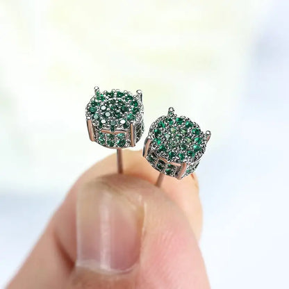Women's Bling Sparkle Shine Ear Studs - Retro Look Round Zircon Starburst Rhinestone Jewelry, Unisex Fit Cool Costume Accessories, Holiday Gift Ready