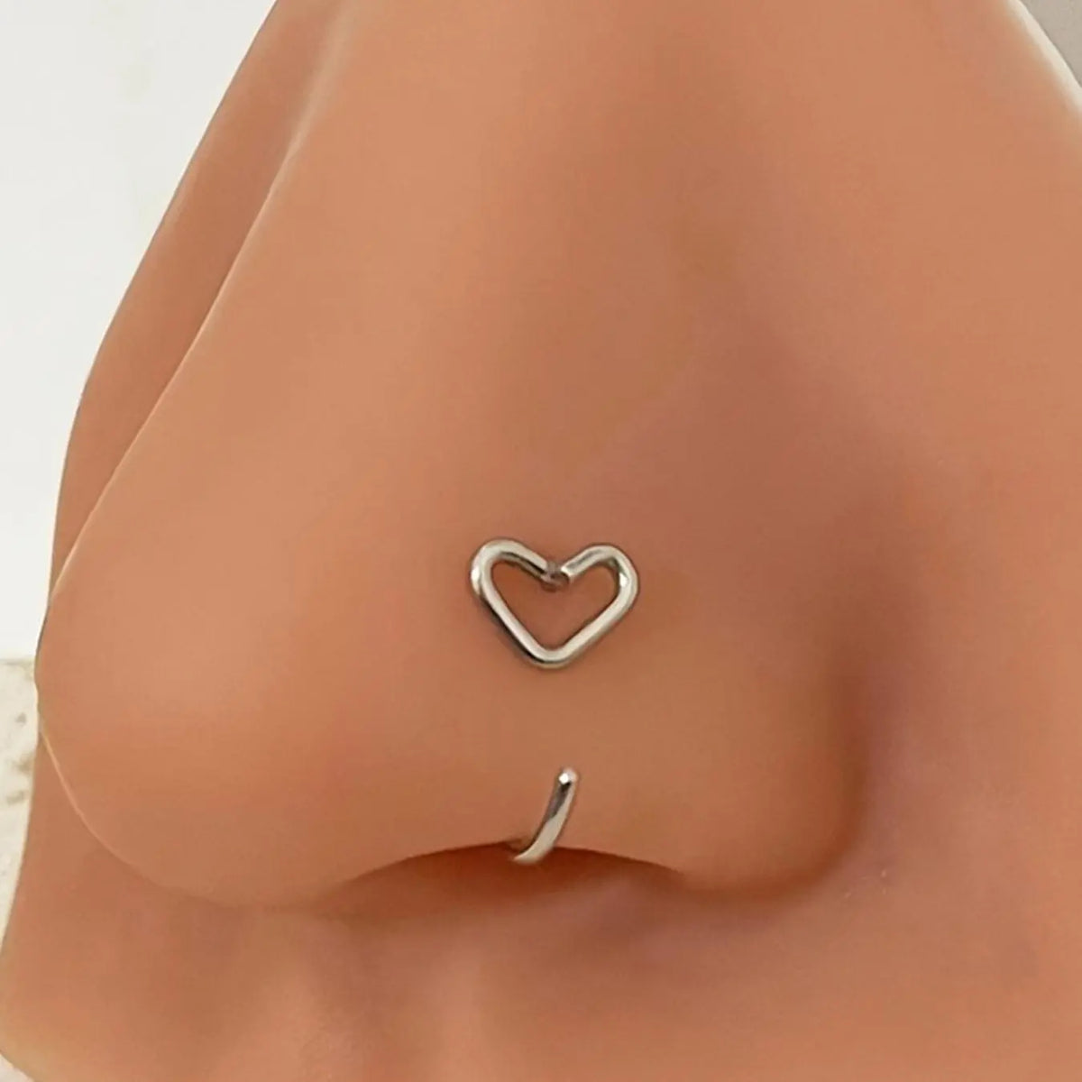 Heart Shaped Nose Ring, Stainless Steel Nose Ring, Fashionable Body Jewelry for Women & Girls, Trendy All-match & Exquisite Jewelry for Birthday Gift, Nose Hoop, Nose Rings Hoops, Nose Piercing Hoop, Body Jewellery