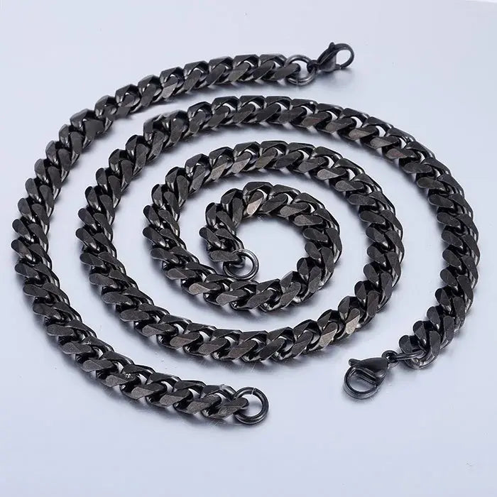 Mens Jewelry Sets Stainless Steel Black Color Curb Link Necklace Bracelet Jewelry Sets for Men Women Gifts 3/5/7/9/11mm