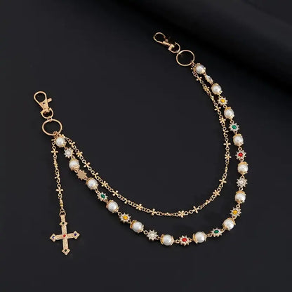 Men's Elegant Alloy Artificial Crystal Pendant Waist Chain - Casual Male Body Chain, Punk Keychain for Hip Hop Jeans, Daily Fashion Costume Jewelry for Valentine's Day, Easter Gifts