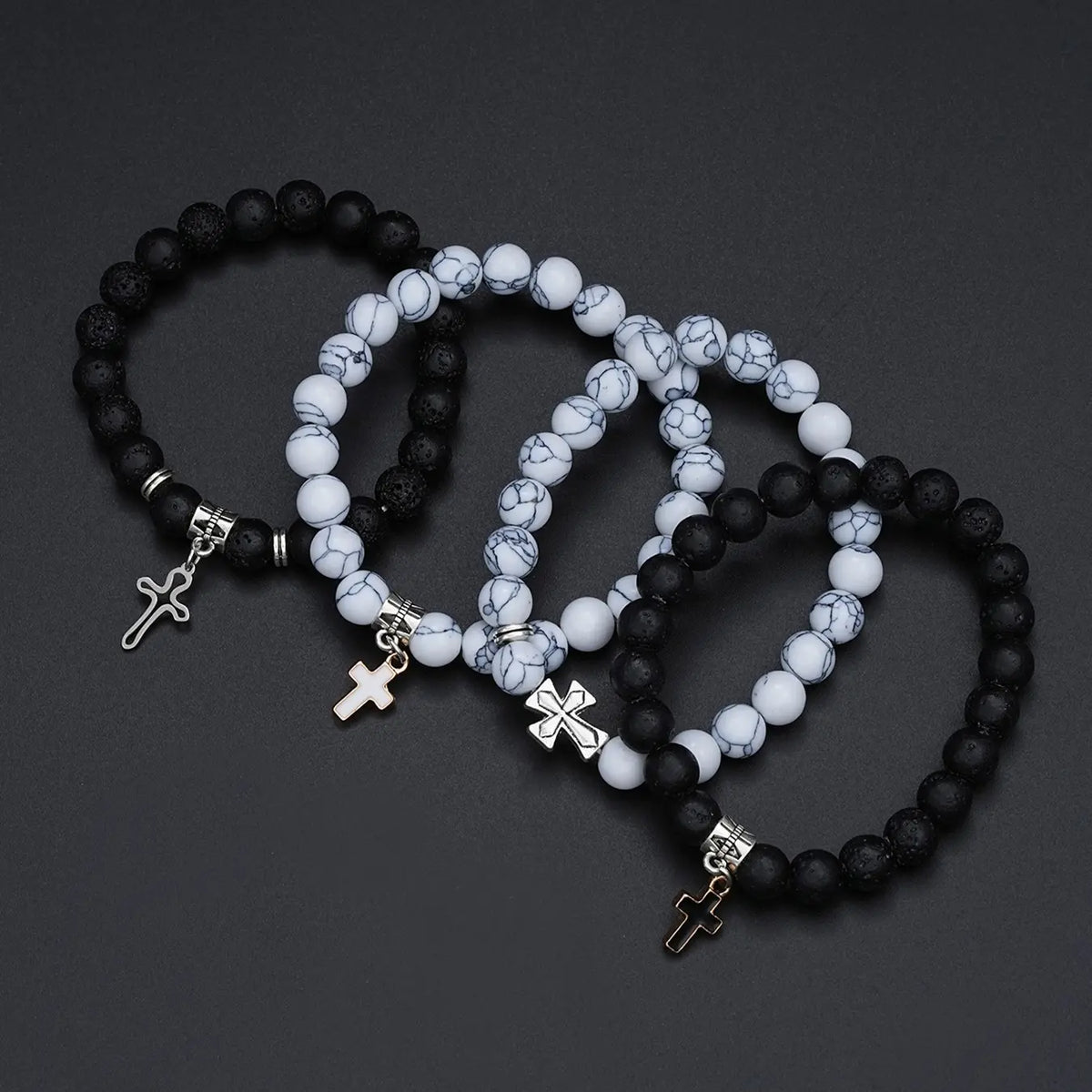 Men's Stainless Steel Fashion Jewelry Set, Casual Punk Cross Pendant Necklace Chain Bracelet Ring Set, Geometric Pattern, All Seasons Gift, Necklace and Bracelet Set