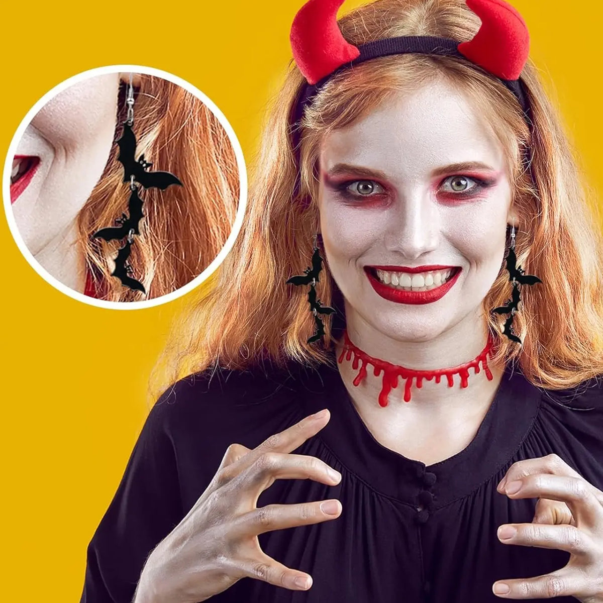 Acrylic Material Halloween Dangling Earrings Black Skull Bat Drop Dangle Style Earrings for Women Fun Cute Spooky Theme Halloween Holiday Costume Jewelry Dangly Earrings