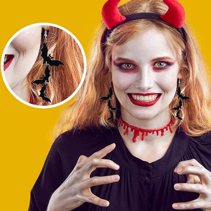 Acrylic Material Halloween Dangling Earrings Black Skull Bat Drop Dangle Style Earrings for Women Fun Cute Spooky Theme Halloween Holiday Costume Jewelry Dangly Earrings