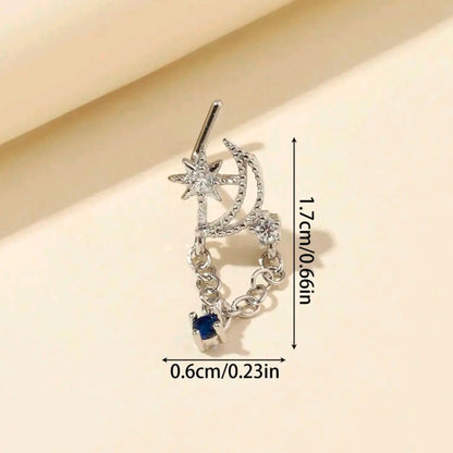 Women's Sexy Stainless Steel Chain Ring, Star Moon Design, All Season Jewelry, Perfect for Daily Wear, Fashion Accessory, Body Jewellery, Septum Pierced Ring, Nose Ring, Septum Piercing