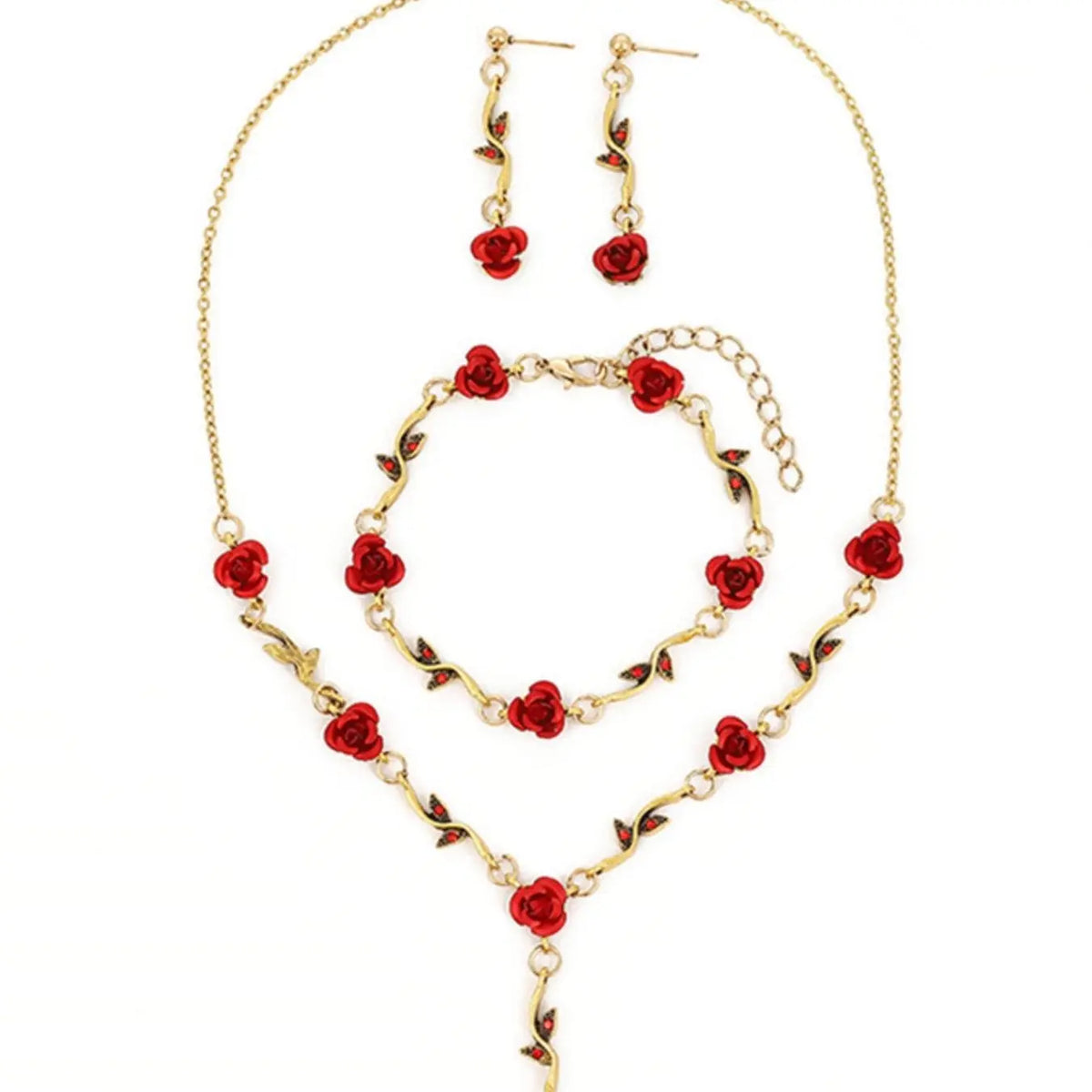 3 Piece Vintage Rose Vine Flower Jewelry Set, Adjustable, Lightweight, Perfect for Daily Wear, Gifts, Special Occasions