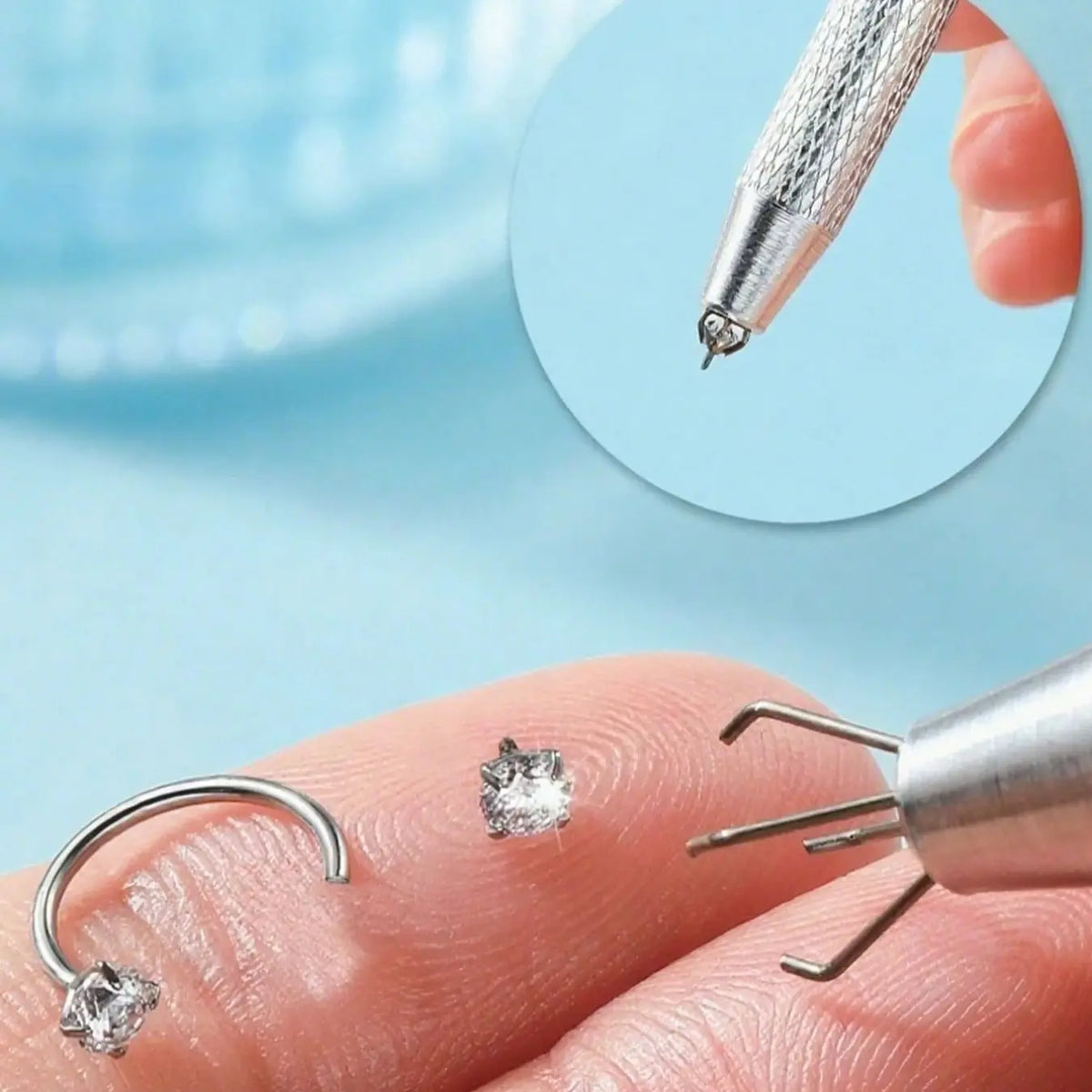 Unisex Stainless Steel CZ Nose Rings Set, Heart & Flower Design, L-Shaped Studs & Hoop Styles, 18G Nose Piercing Jewelry with Rhinestone Accents, Chic Body Jewelry