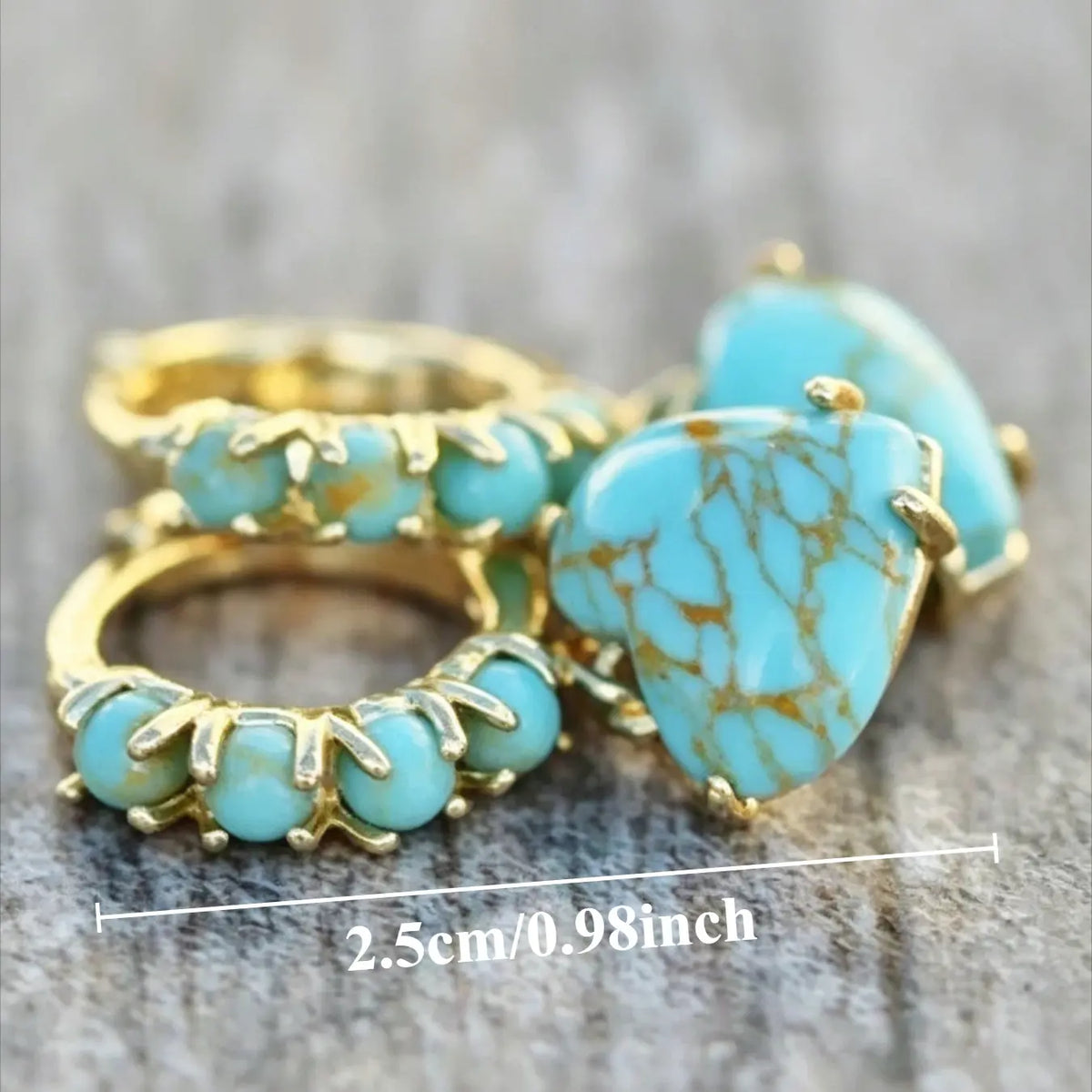 Boho Ethnic Style Fake Turquoise Heart Shape Earrings for Women, Vintage Simple Elegant Party Vacation Gathering Jewelry Gift