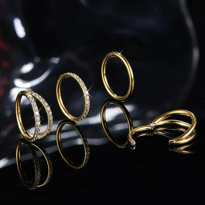 4PCS 18G Nose Rings Hoops Nose Jewelry, Surgical Steel Earrings Tragus Septum Piercing CZ Clicker Ring, Hinged Segment Conch Lip Cartilage Double Hoops 8mm 10mm for Women Men