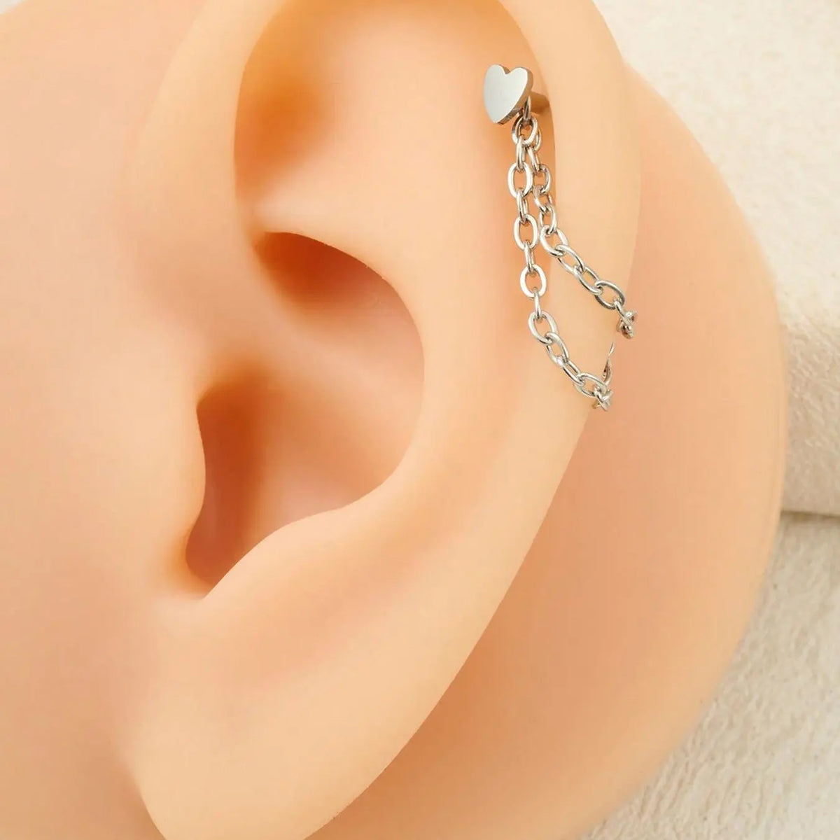 Unisex Stainless Steel Cubic Zirconia Earrings, 20G Push-Back Studs with Double Chain Design, CZ Earrings, Cz Stones Earrings, Fashion Ear Jewelry, Trendy Jewelry Accessories, Sparkling Zirconia, Perfect Gift, Shining Earrings