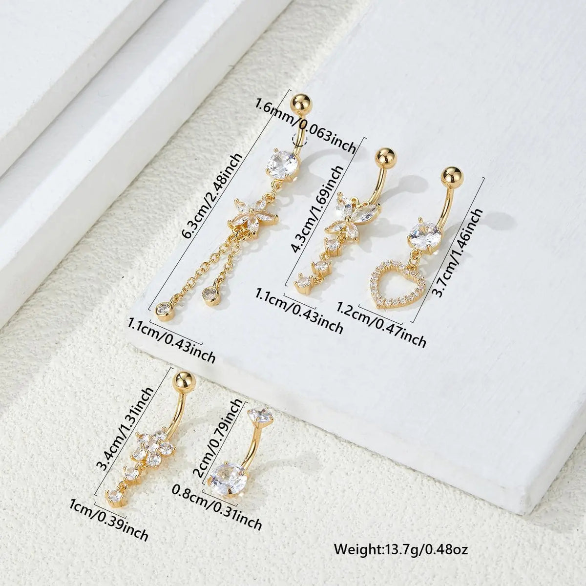 Women's Elegant Rhinestone Decorated Belly Rings, Navel Piercing Jewelry, Trendy Belly Button Jewelry, Fashion for Daily Wear & Party, Versatile Exquisite Jewelry, Ideal Birthday Gift, Belly Piercings