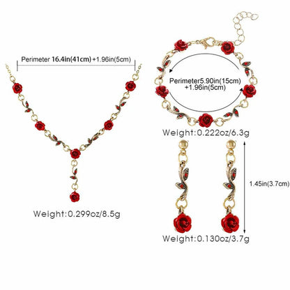 3 Piece Vintage Rose Vine Flower Jewelry Set, Adjustable, Lightweight, Perfect for Daily Wear, Gifts, Special Occasions