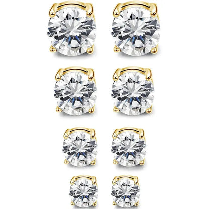 CASSIECA 2Pair Unisex Stainless Steel Magnetic Studs Earrings Set, Non Piercing Fake Piercing 5 8MM CZ Jewelry for Adults,Men's Accessories Sohochic